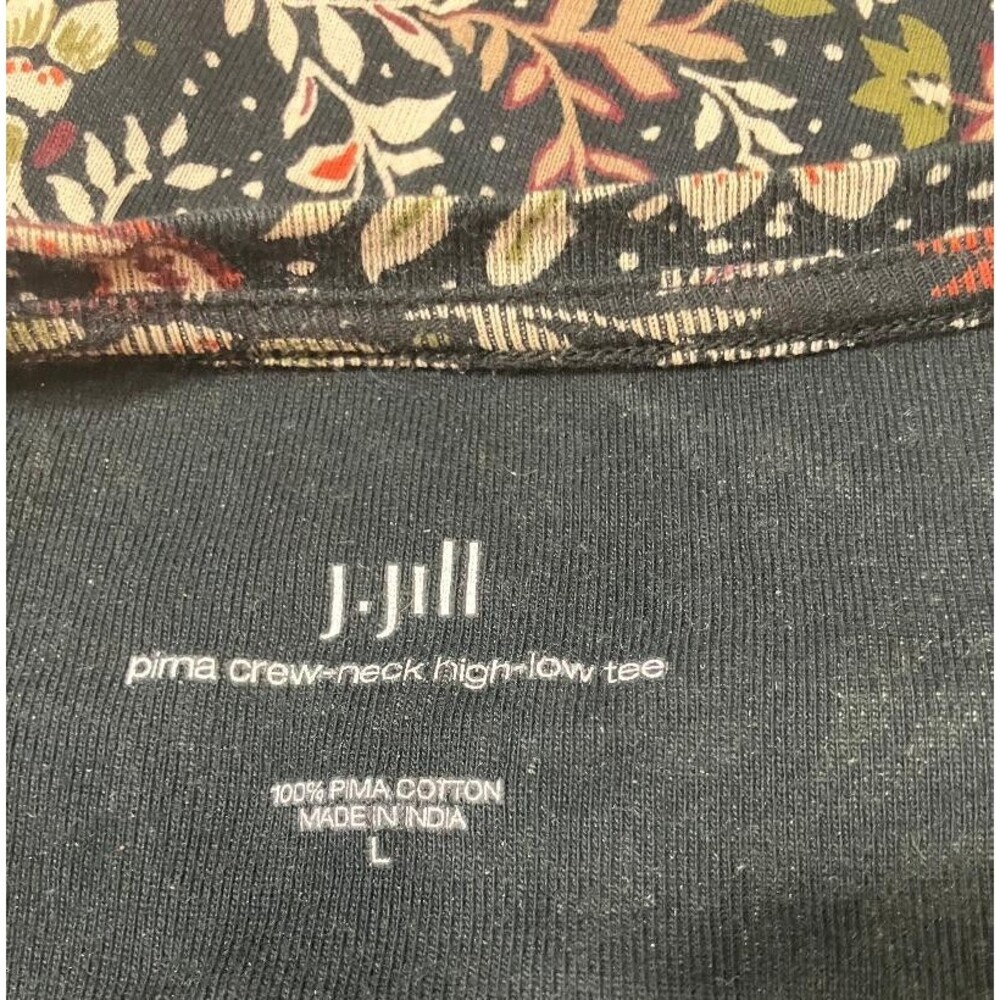 J. Jill Pima Cotton Crew Neck High-Low Long Sleeve Floral Paisley Tee Size L - Picture 4 of 8